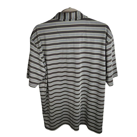 Masters Tech Striped Polo Golf Short Sleeve Shirt Men's Large Gray‎ Pale Yellow - Picture 5 of 8